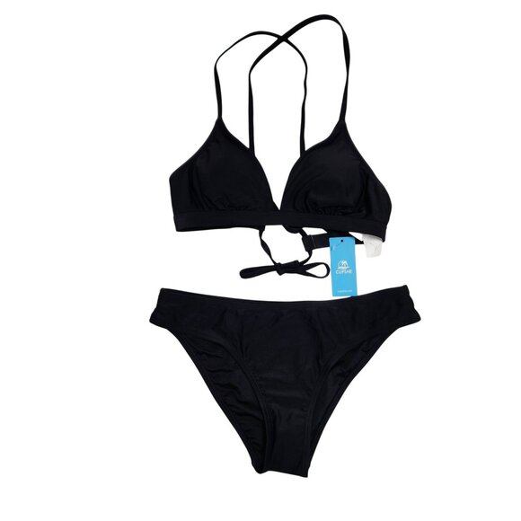 Cupshe Black Bikini Set Swimsuit Adjustable Criss Cross Back Size Size S - Picture 1 of 6